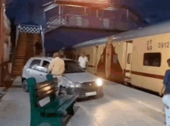 वॉच: नशे में आदमी मेरुत रेलवे प्लेटफॉर्म पर कार चलाता है, संकीर्ण रूप से ट्रेन को याद करता है; गिरफ्तार | भारत समाचार